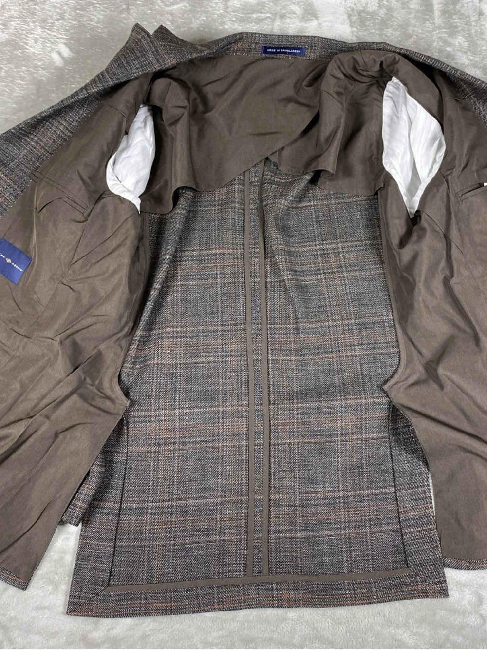 Joseph Abboud Heritage Men’s 42R Blazer Gray Brown Plaid Stretch 2 Button